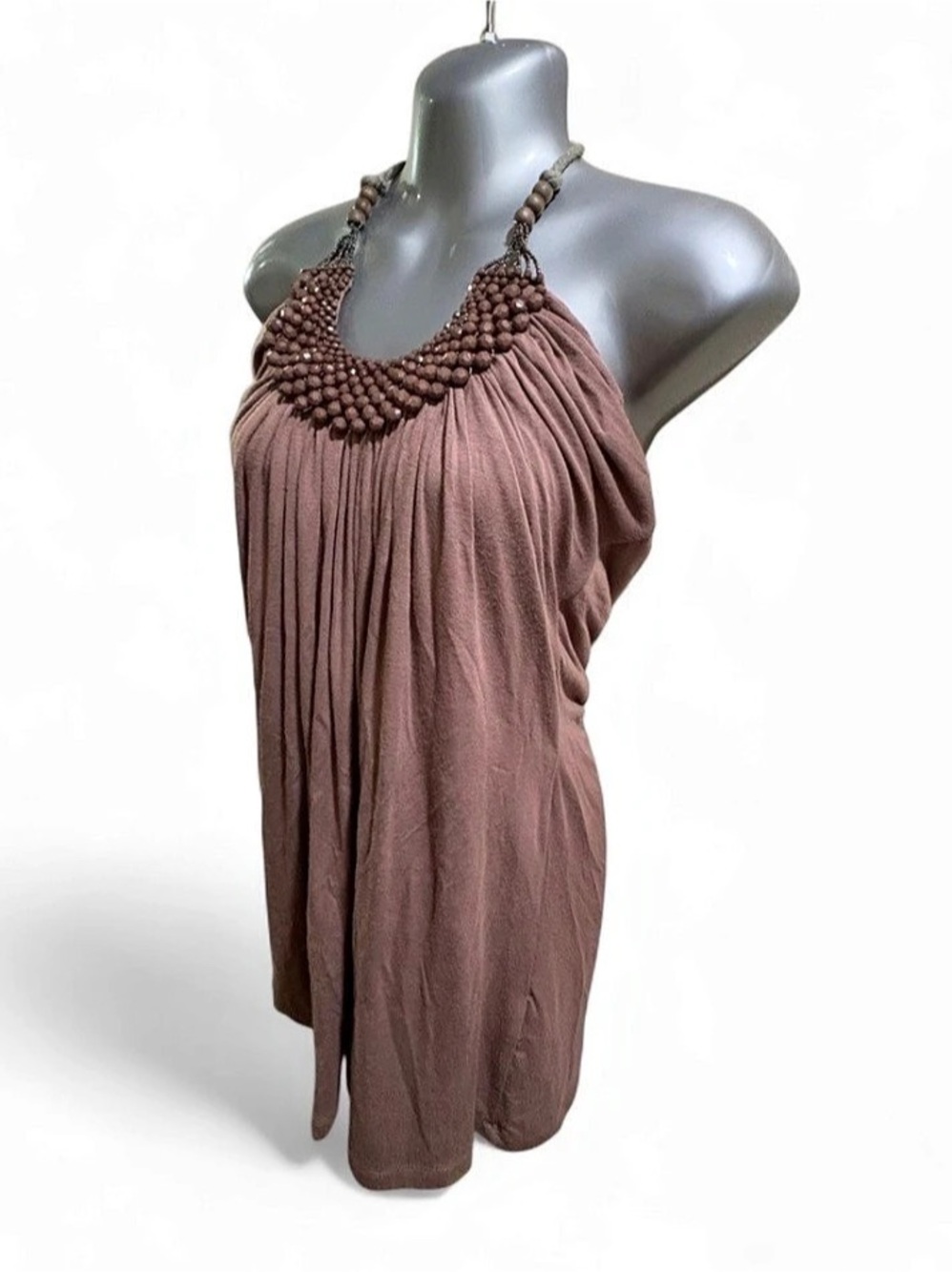 Y2K Romeo & Juliet Couture Beaded Halter Top in Brown Size Medium